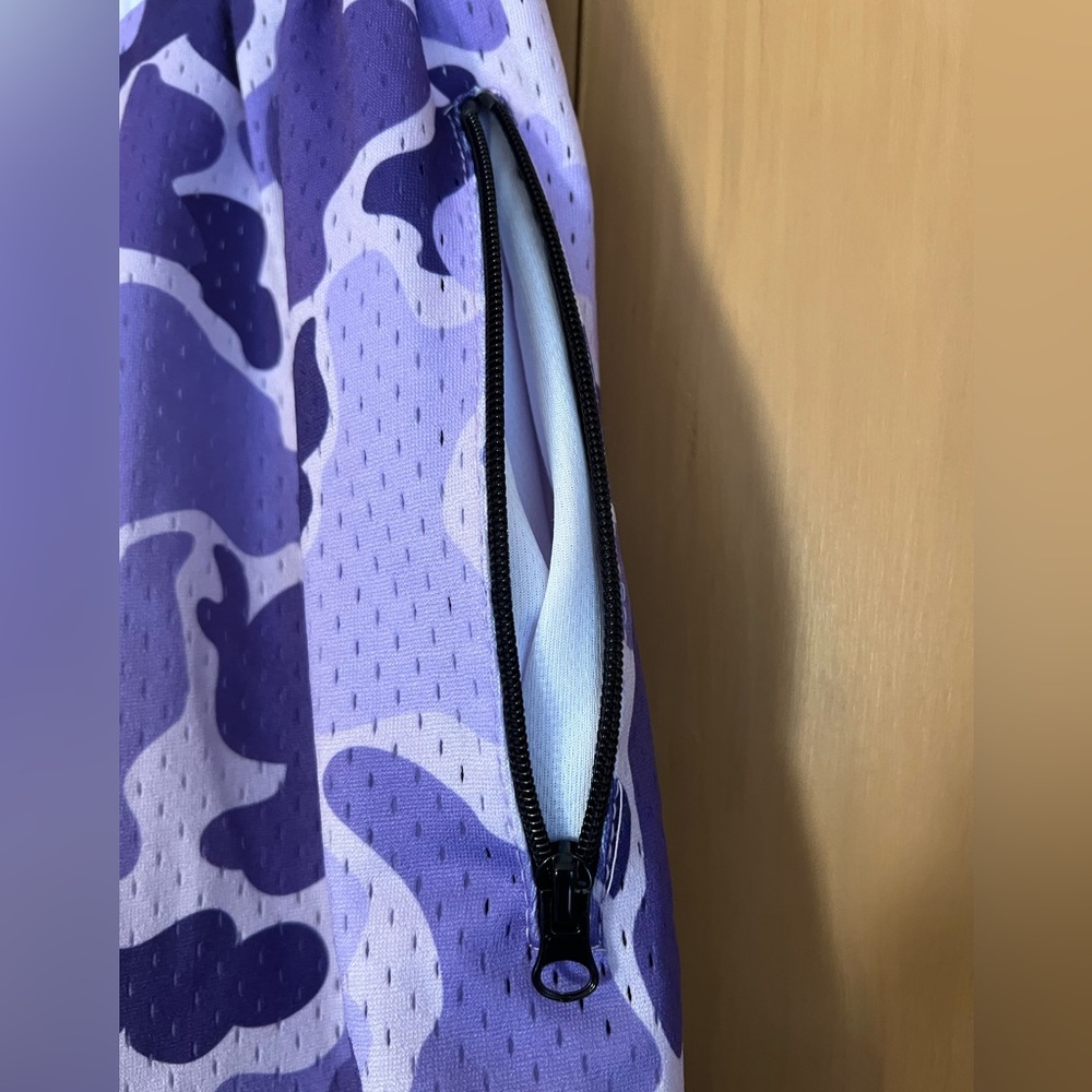 Project X ladies basketball shorts medium. Hawaiian style Camo. Purple. - Picture 4 of 8